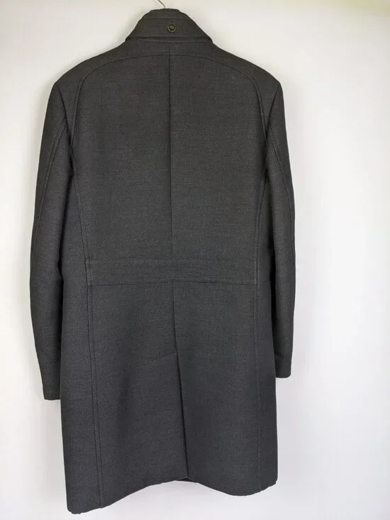 Zara Man Black Tag Black Overcoat Mens Size Large Luxury Winter Dress Coat - Picture 2 of 9